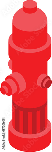 Red fire hydrant in isometric view, ready for emergency situations, providing essential fire protection
