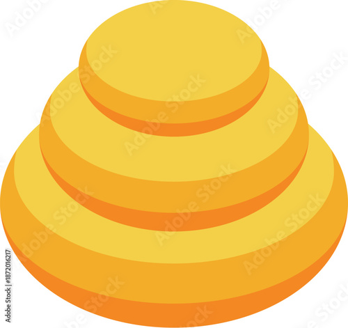 Four round layers forming a conical shape, an abstract golden structure in isometric view