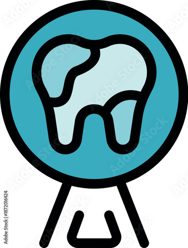 Magnifying glass focusing on a decaying tooth, highlighting the importance of dental hygiene and checkups