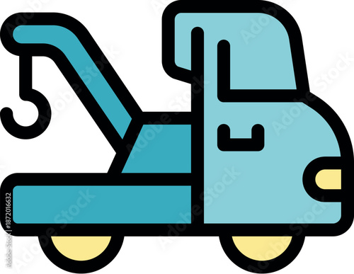 Tow truck designed with a hook and a flatbed for transporting vehicles, ideal for emergency situations