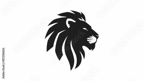 Black Lion Head Silhouette Profile Graphic.