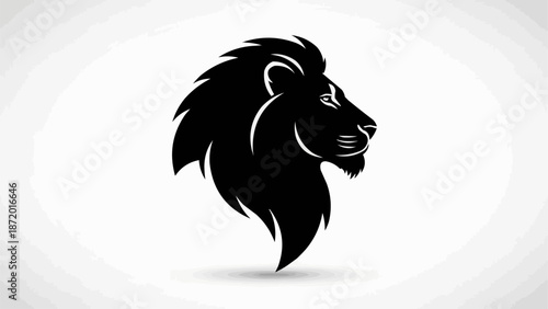 Black Silhouette of a Majestic Lion Head Profile.