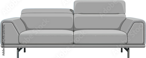 Modern gray couch with sleek design on blue background