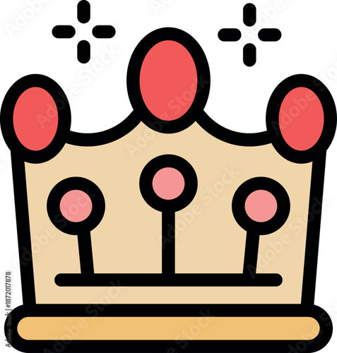 Golden crown with red and pink jewels sparkling, representing royalty, power, and authority