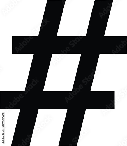 Large black hashtag symbol on green background