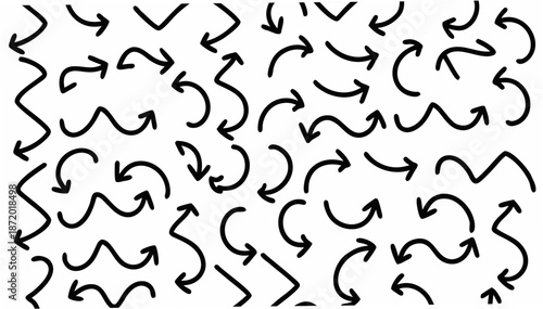 Dynamic arrows pointing in different directions on white background