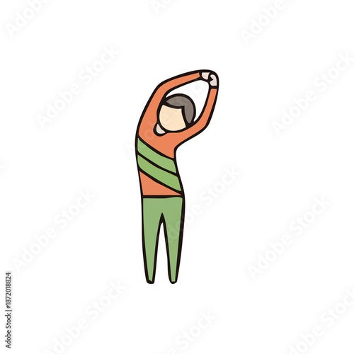 Simple Illustration of a Person Stretching Arms and Warming Up for Physical Exercise
