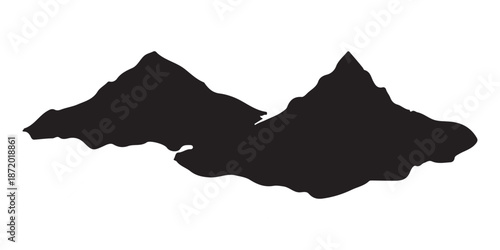 Isolated black vector silhouette illustration of a Japan map outline shape on white background for geography and nation land symbol