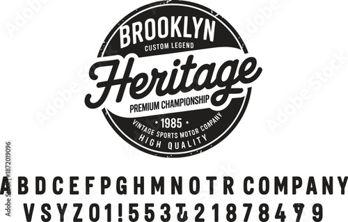 Black and white vintage sports motor company with alphanumeric characters