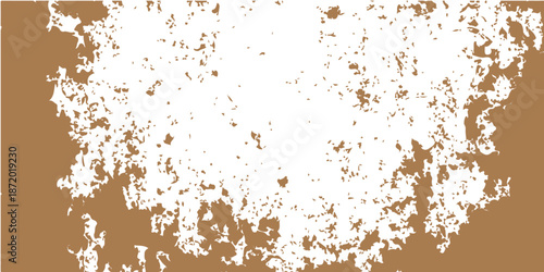 Abstract grunge vector illustration featuring a rusty brown metal texture with an aged paper surface and paint splash design on a rough dirty wall