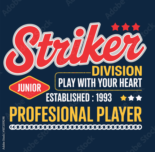 Red and yellow sports division with stars and text