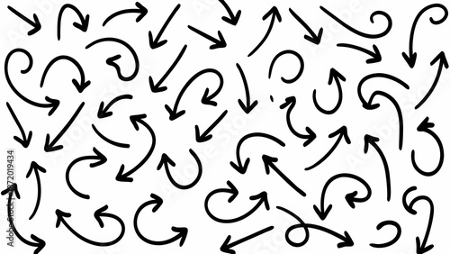 Hand drawn arrows pointing in different directions on white
