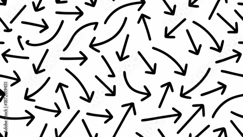 Black arrows pointing in multiple directions on white background