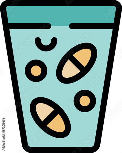 Two pills dissolving in a glass of water, representing oral medication and healthcare treatments