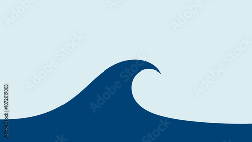 Abstract blue ocean wave illustration, isolated on light blue background, fluid water element design