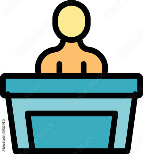 Politician standing at a podium giving a speech during a political meeting