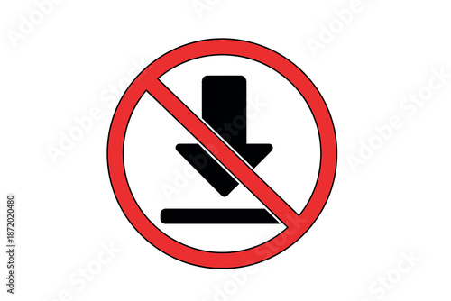 No downloading allowed sign or no download icon symbol