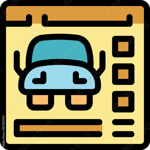 Website displaying car for sale, providing information and facilitating online purchase