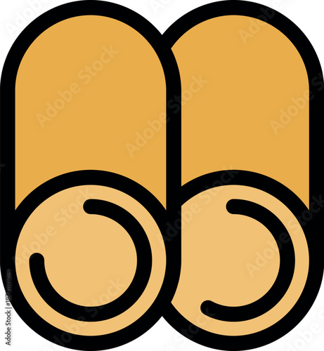 Simple flat vector icon of two rolled pita breads, ideal for menus, recipes, or food blogs