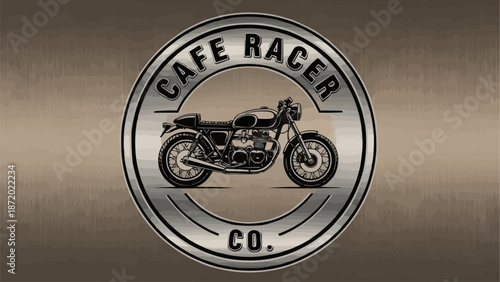 Cafe Racer Motorcycle Emblem Vintage Style.