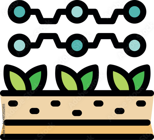 Automated irrigation system watering crops in a smart farm, enhancing growth and yield through efficient water management