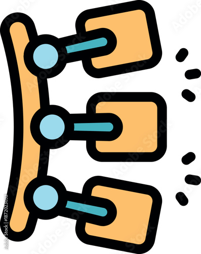 Spinal cord showing vertebrae, nerves, and disks generating electric impulses