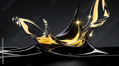 Luxury Black and Gold Liquid Wave Abstract Background. Futuristic design symbolizing luxury, energy, innovation, and fluid motion.