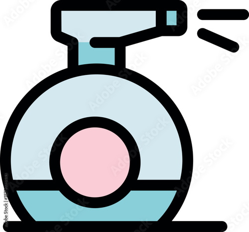 Perfume bottle spraying fragrance, a symbol of cosmetics, beauty, and feminine elegance