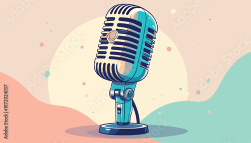 Retro Microphone Illustration - Capturing Vintage Audio Vibes.