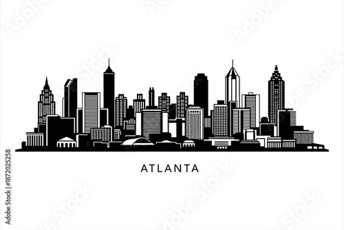 Atlanta City Skyline Silhouette Illustration
