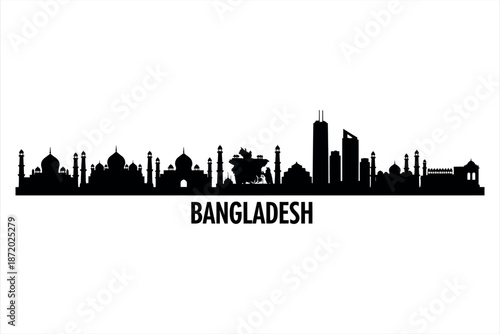 Bangladesh City Skyline Silhouette Graphic