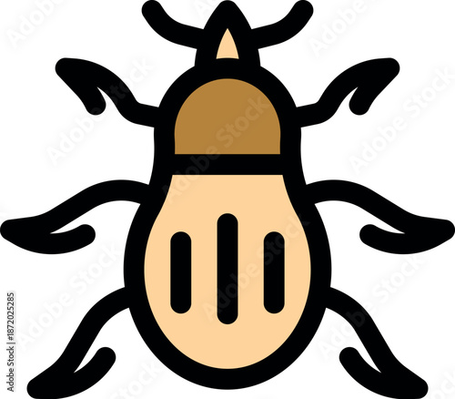 Bark beetle icon in filled line style, representing forest pests and tree damage