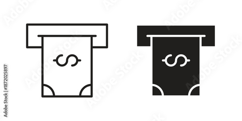 atm cash icons. Vector graphic. Editable vector stroke. EPS 10.