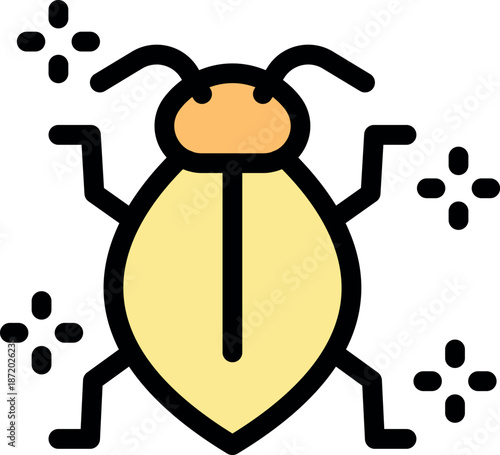 Colorful software bug icon representing debugging and fixing errors in a program