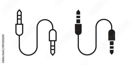 Audio Cable icons. Vector graphic. Editable vector stroke. EPS 10.