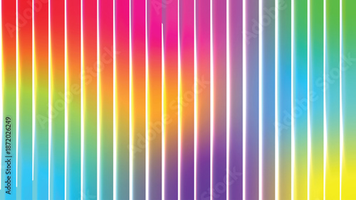 Vibrant spectrum of luminous vertical stripes creating a modern rainbow background