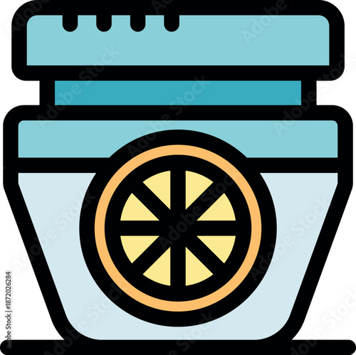 Glass jar with orange or lemon jam preserving homemade food, ideal for breakfast or snacks