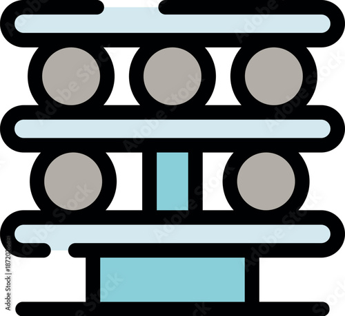Sushi rolling machine processing fish balls on a conveyor belt, representing food processing, automation, and culinary innovation
