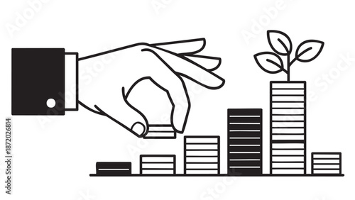 Hand holding a sprouting plant seedling with roots isolated on transparent