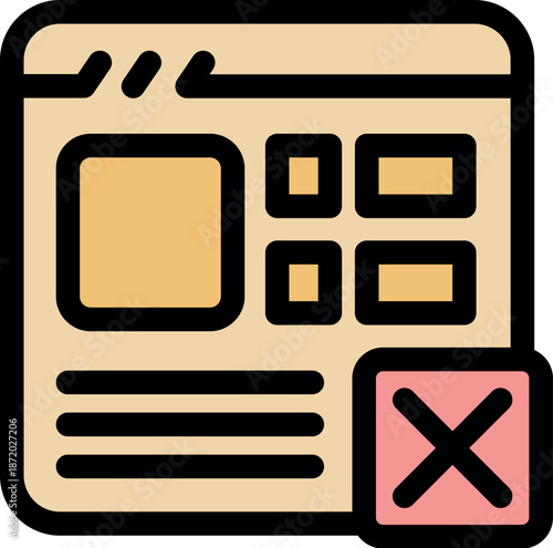 Website layout with a prominent close button, indicating unsaved changes, an error message, or the need to exit