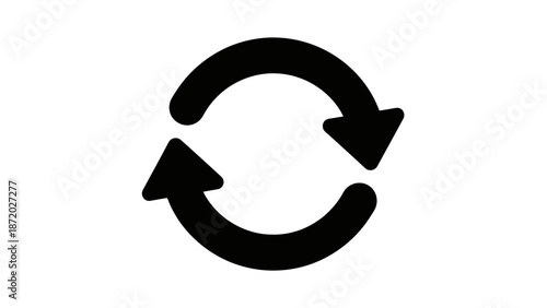 A simple black circular arrow icon representing a refresh or reload action on a white background.
