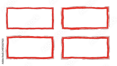 Four empty red rectangular frames arranged in a two-by-two grid on a white background.