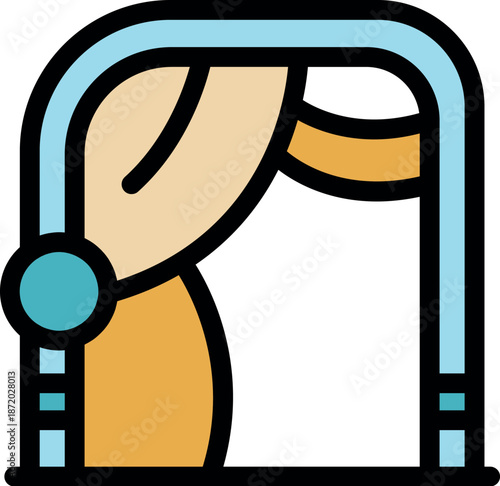 Iconic theater curtain with elegant arch and decorative elements