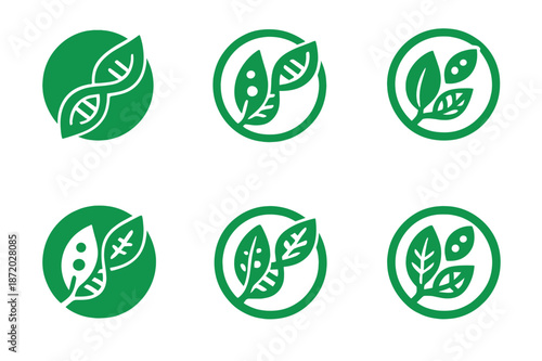 Genetic Engineering Logos. Genetic engineering for environmental resilience. Icon set. Set Logo of Genetic engineering for environmental resilience: engineered