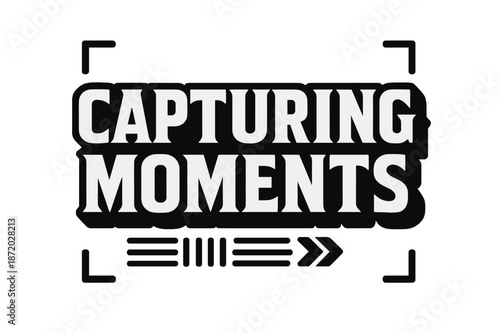 Geometric Lettering Design. Capturing Moments ? bold block geometric lettering; thick massy letters with geometric serifs, heavy outer outline and strong cast