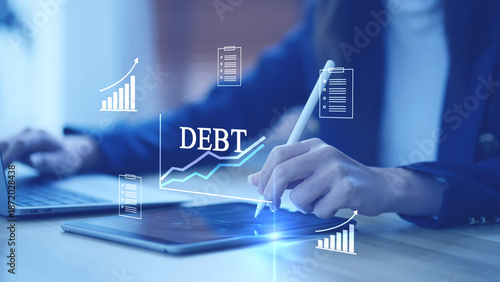 Bild auf Leinwand Debt management and financial planning loan interest financial crisis business d