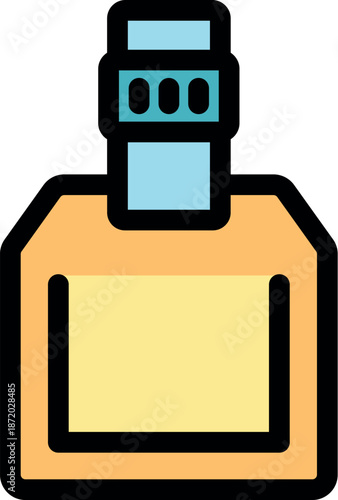 Simple icon of a hip flask containing an alcoholic beverage, featuring a screw cap