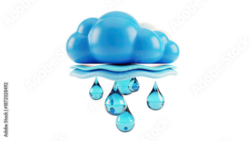 3D Blue Cloud with Water Droplets