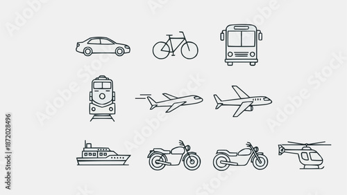 Collection of Transportation Icons Vector Art.