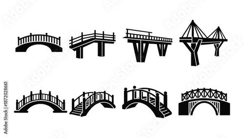 footbridge or overpass silhouette vector illustration
